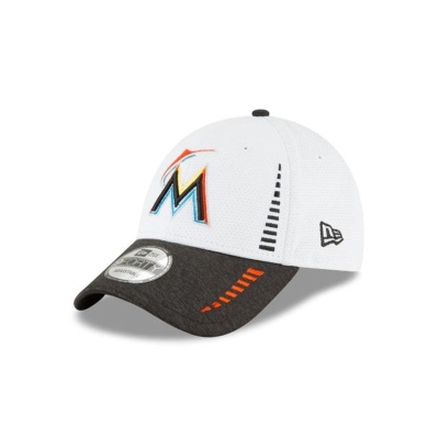 White Miami Marlins Hat - New Era MLB Speed Tech 9FORTY Adjustable Caps USA1280359